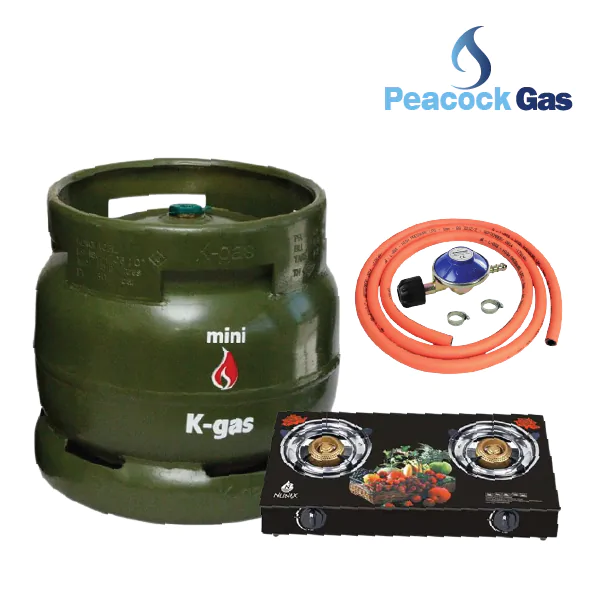 K gas 6kg cooking set comprising of k gas 6kg cylinder with gas + 6kg Regulator+ Hosepipe + Cooker- peacock gas- gas refill and delivery in Nairobi Kenya
