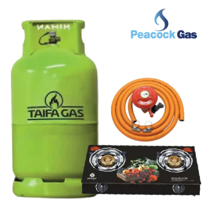 Taifa gas 13kg cooking set - Taifa gas 13kg cylinder with gas + 13kg Regulator+ Hosepipe + Cooker- peacock gas- gas refill and delivery in Nairobi Kenya